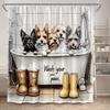 Funny Bathing Dogs Shower Curtains Cactus Floral Cute Pet Animals Kids Bath Curtain Polyester Home Bathroom Decor With Hooks