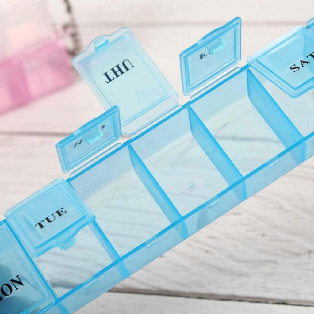 2 PCS Weekly Pill Organizer 7 Day Pill Box Organizer Medicine Box Tablet Dispenser Organiser Storage Case Portable