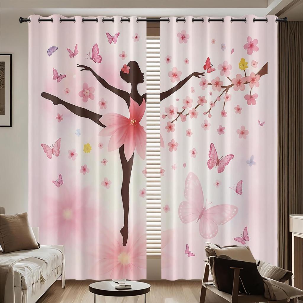 Ballet Girl High-Precision Blackout Curtains - Custom Digital Print, Thickened Polyester, Sun Protection
