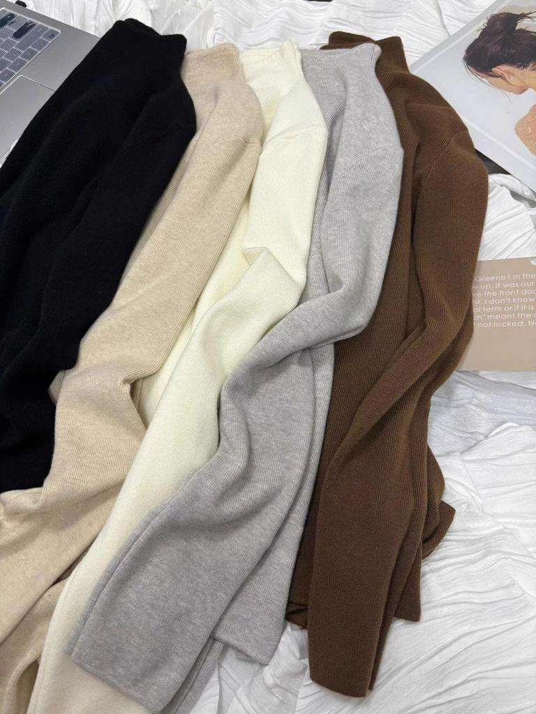 Women's Stand-up Collar Soft Knit Long-Sleeve Sweater - 2024 Winter Autumn Top