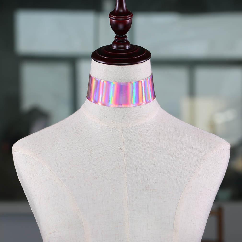 Wide Laser Glow Choker, Street Party Statement Neckband Clavicle Accessory