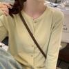 Autumn Fashion Solid O-neck Knitted Cardigan For Women Winter Long Sleeve Casual Cardigans Sweater Coats Ladies Slim Fit Vintage Kniwears Jacket 31063