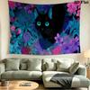 Black Cat Wall Tapestry Aesthetic Wall Hanging Printed Fabric Blanket Decorative Tapestries for Bedroom Living Room Home Decor