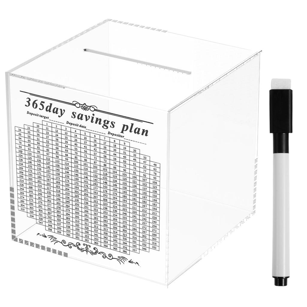 Upgraded Piggy Banks Acrylic Transparent Money Saving Bank,365 Days Goal Money Box for Adults Kids Teens,Can Only Save NEW