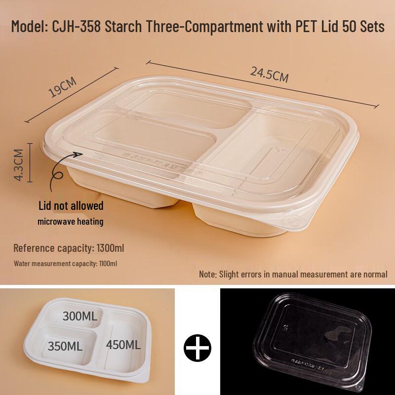 

Eco-Friendly Corn Starch Disposable Lunch Boxes with Lids