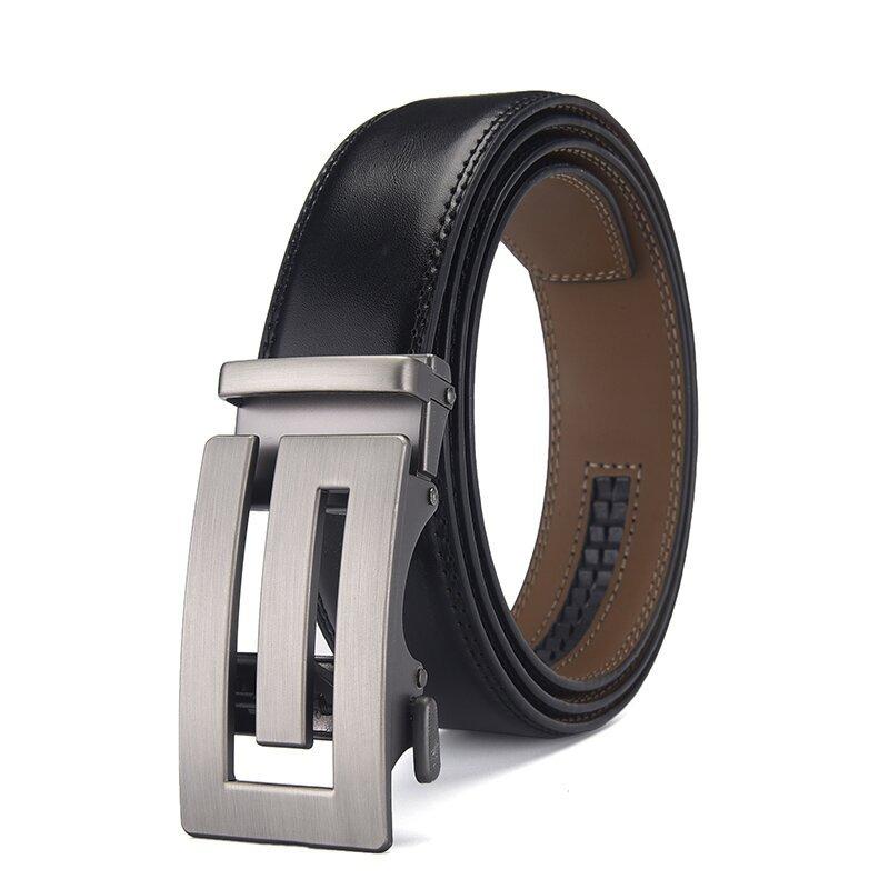 Belt Men'S Leather Alloy Automatic Buckle Two-Layer Cowhide Business Waist Seal Leather Belt Men'S Belt