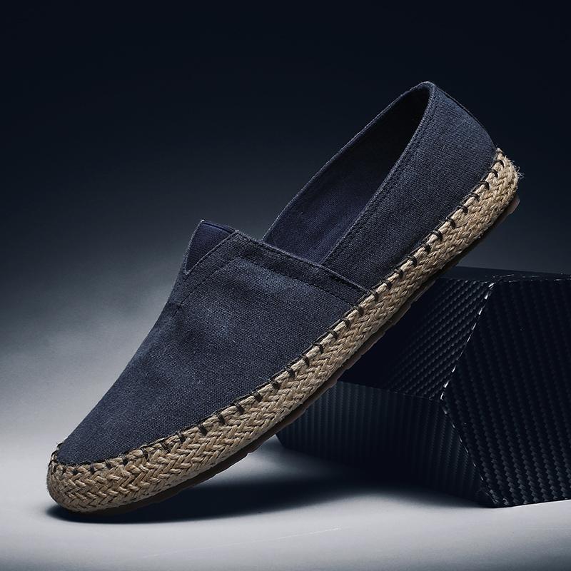 Man Espadrilles Hemp Canvas Flat Shoes Men Sewing Flax Shoes Slip On Loafers Casual Shoes Plus Size Fisherman Driving Footwear