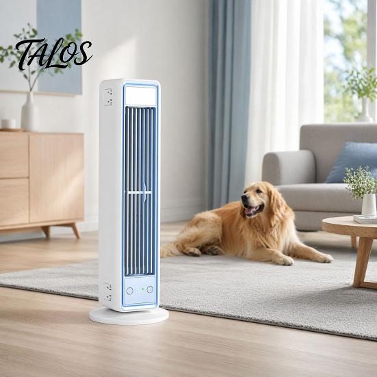 Talos Wall Mount Desktop Fan, 3 Speed Bladeless Tower Fan with Digital Display, Quiet Personal Cooling for Bedroom Office Home