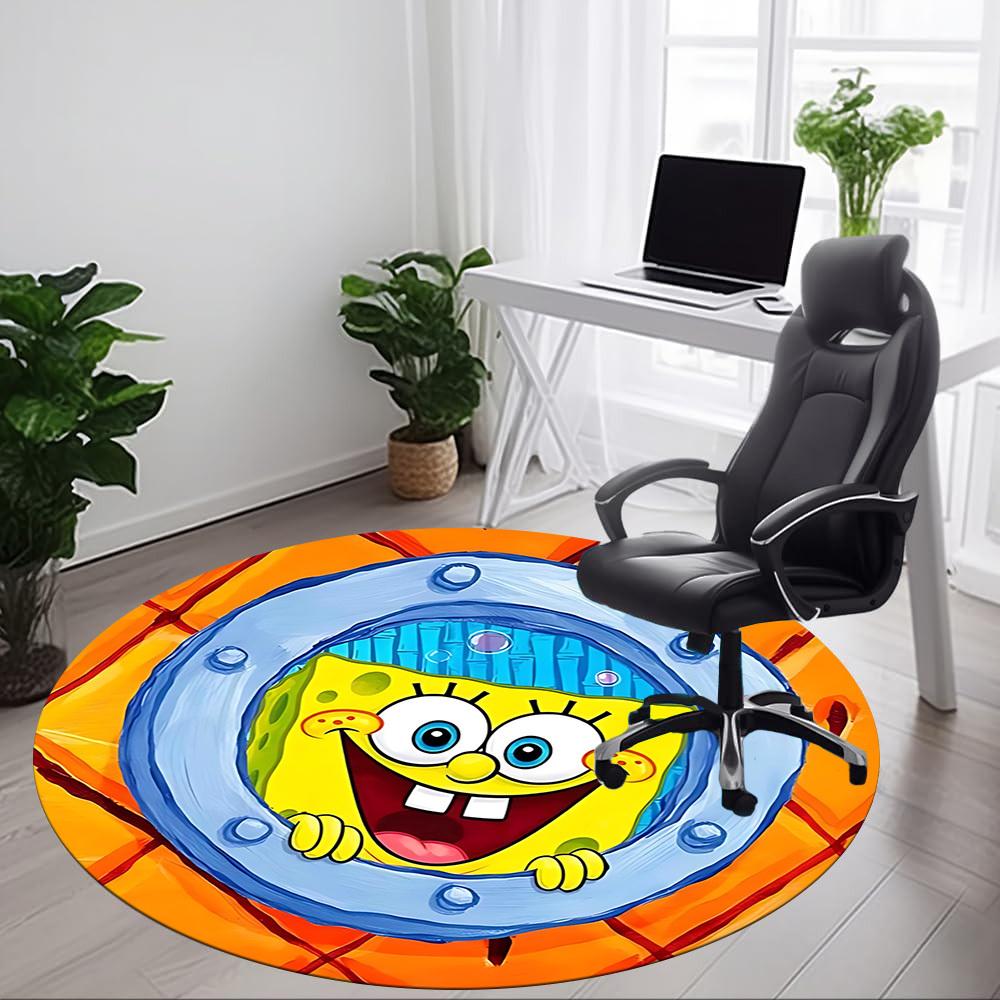 1pcSpongeBob Square Office Round Area Rug, Indoor Mat Suitable For Office,Bedroom Living Room Home Decor, Room Deco a0928102