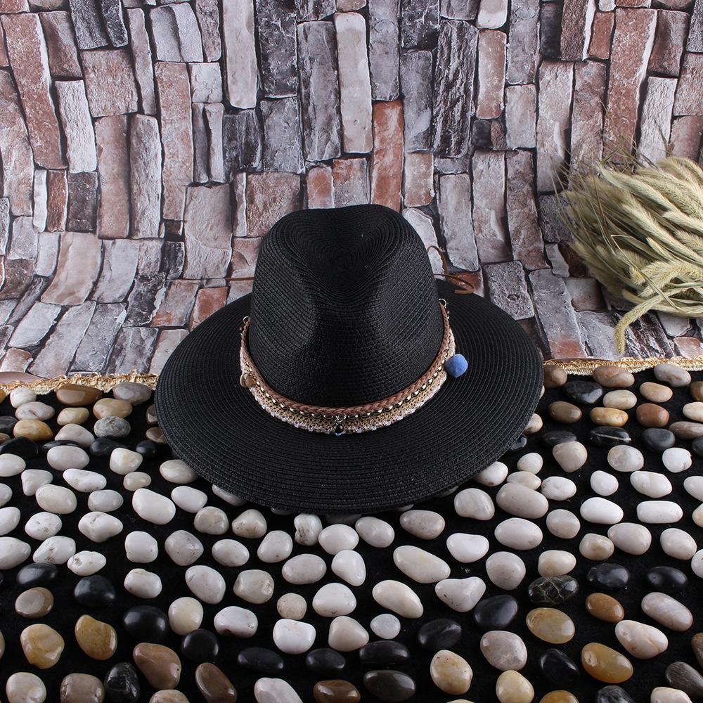 New Women's Fashion Big Eaves Bell Jazz Top Hat Spring and Summer Outdoor Travel Sunscreen Shade Straw Hat