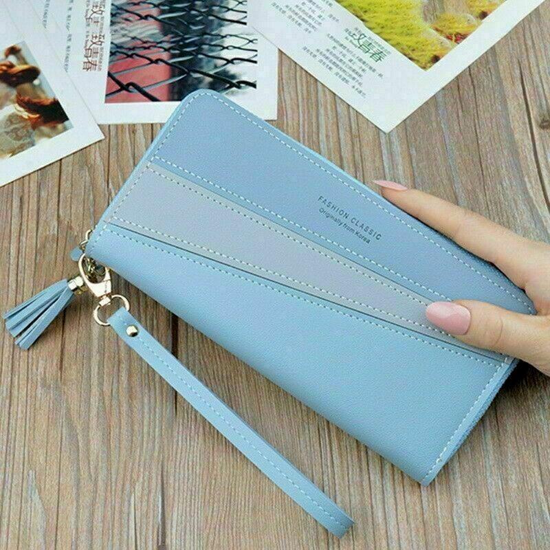 Women Ladies Leather Wallet Long 2 Zip Purse Card Phone Holder Clutch Handbag