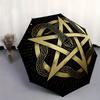 Golden Snake Pentagram Star Circular DecalUmbrella, Portable 3-Fold Umbrella for Men & Women,Christmas Gift ES99