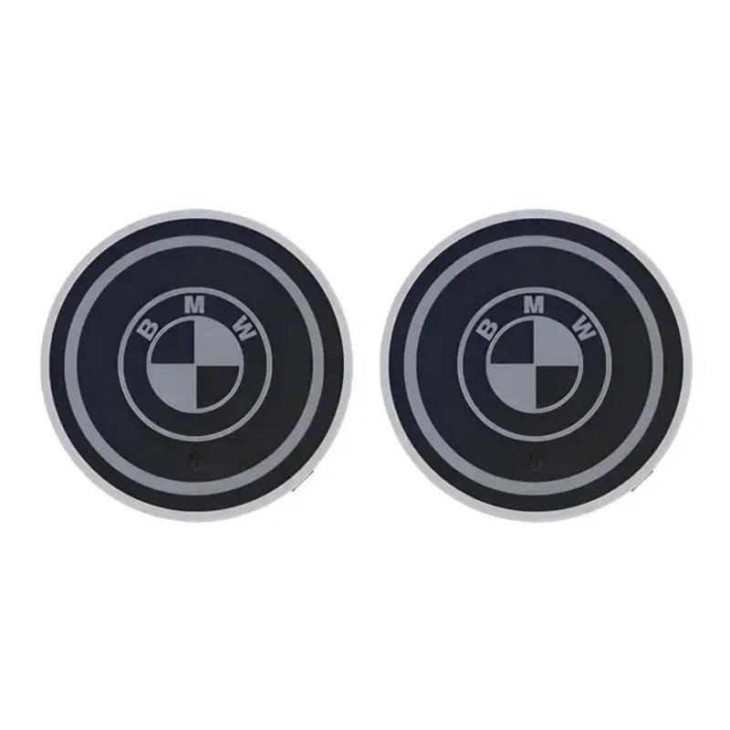 2Pcs Luminous Car Coaster Water Cup Holder Non Slip Pad Mat for Bmw X1 X2 X3 X4 X5 X6 X7 M2 M3 M5 E39 E46 E60 F10 F15 F20 F25 M
