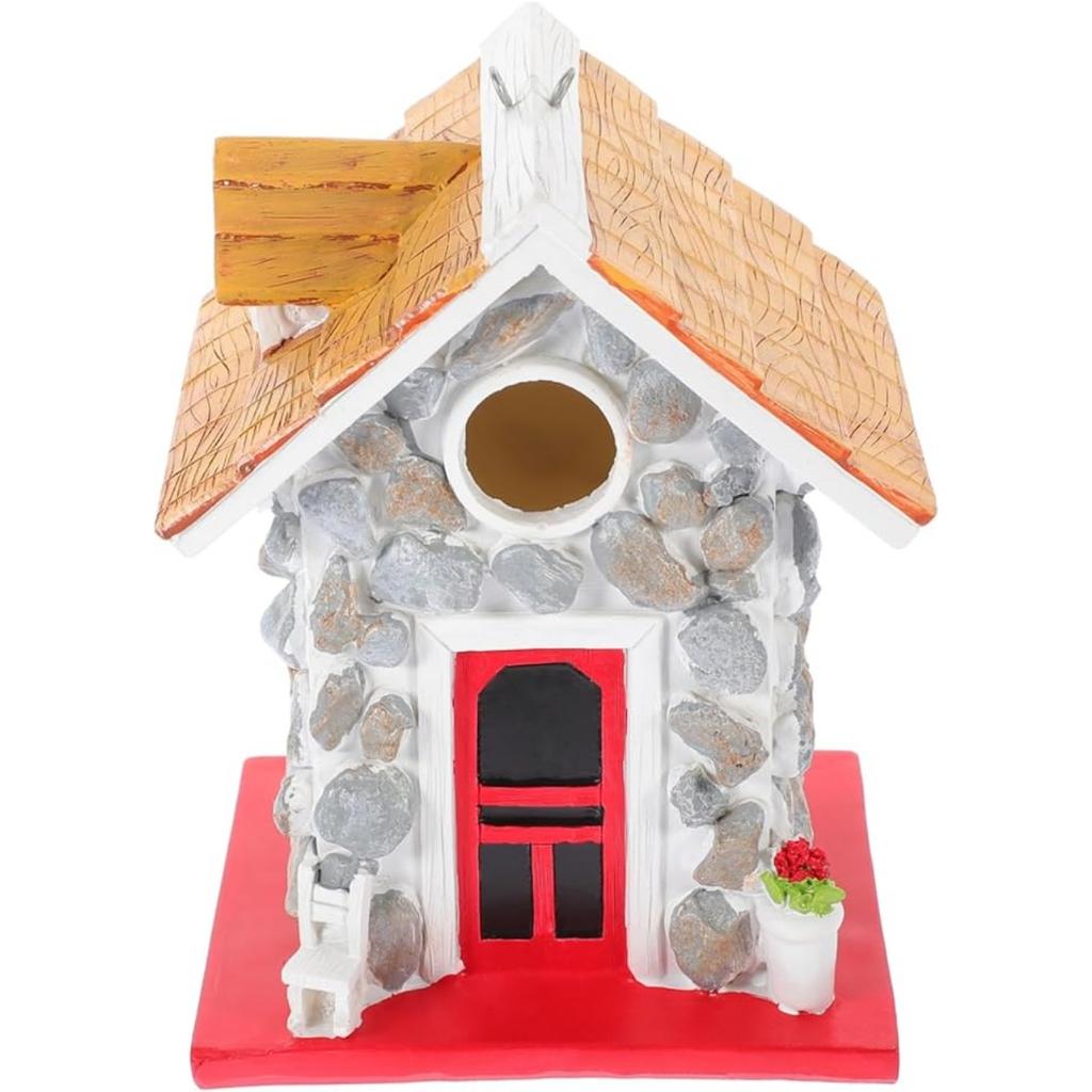 Stabiles Harz-Vogelhaus für Außendekoration Wetter Gartenvogelnest mit stilvollem Design Vogelnestdekoration für Hinterhof und Garten