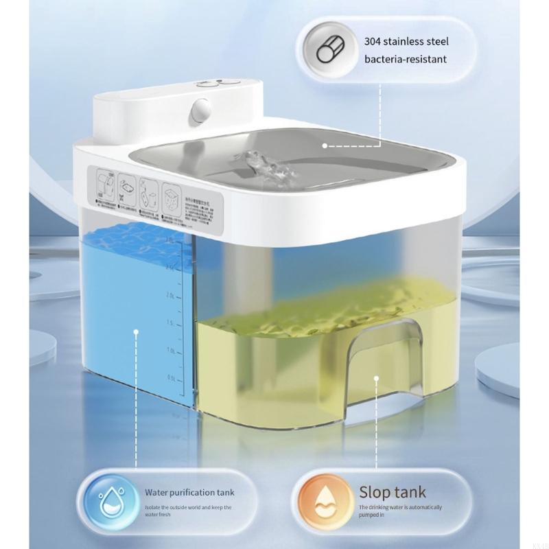Cat Water Fountain Automatic Water Dispenser Wireless Quiet Two Flow Modes 101Oz Quiet Wireless Cat Intelligent Fountain