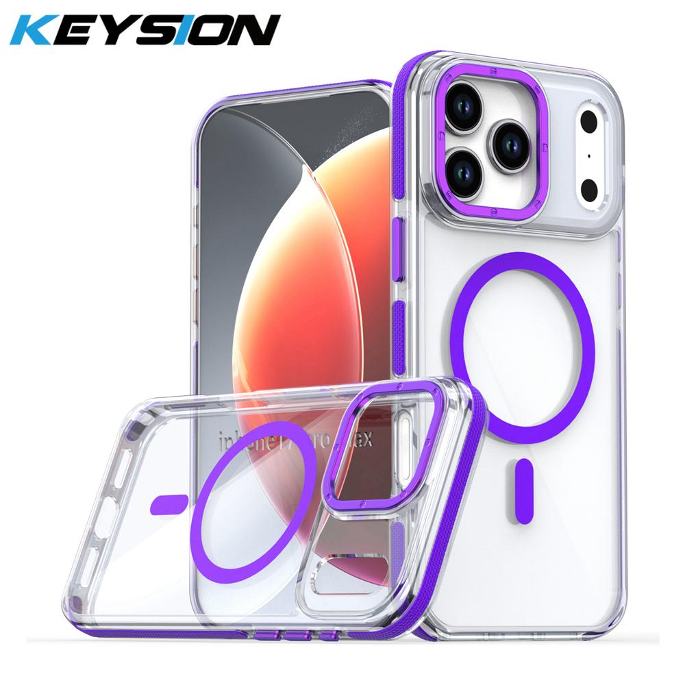 KEYSION HD Transparent Magnetic Case for MagSafe for iPhone 17 Pro Max Wireless Charging Shockproof Phone Cover for iPhone17 Air
