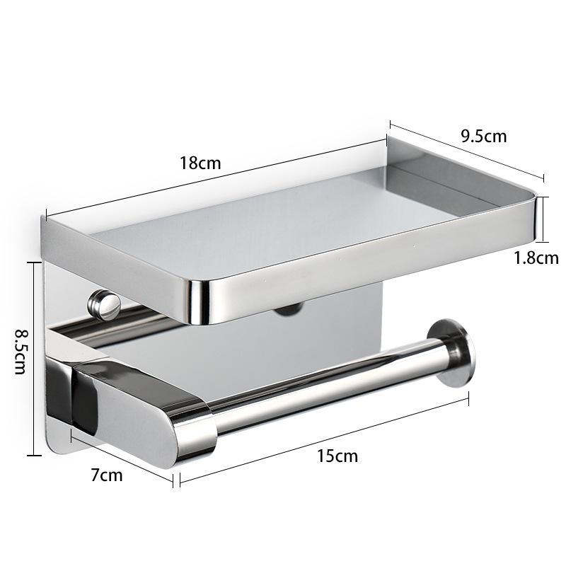 Stainless Steel Toilet Paper Holder with Phone Shelf, Punch-Free Installation for Home and Public Restrooms