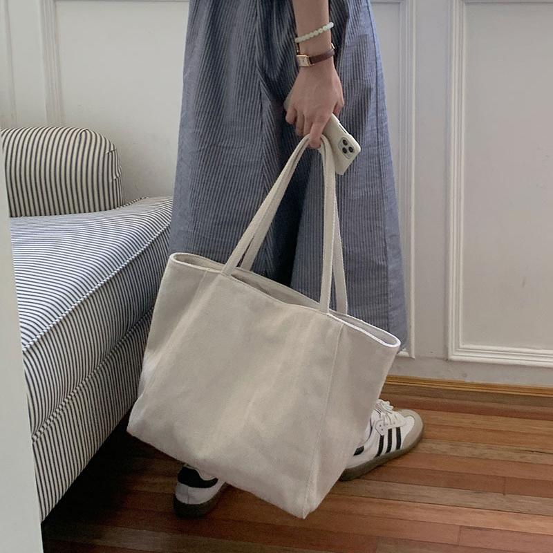 2026 Women New Large Capacity Tote Bag Korean Style Twill Canvas Bag Fashi Female Lightweight Commute Casual Shoulder Bags
