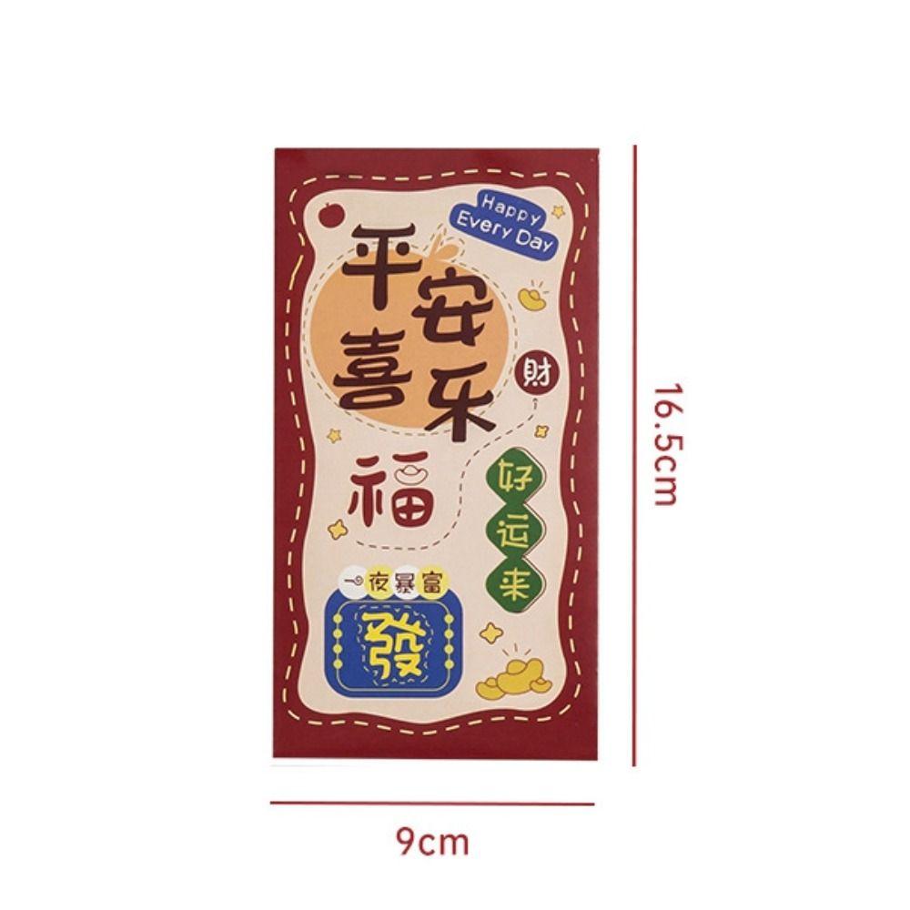 6 Stück/Set Traditioneller Glücks-Umschlag Roter Umschlag im chinesischen Stil Geldumschlag Neujahrs-Geldgeschenk Kindergeschenk