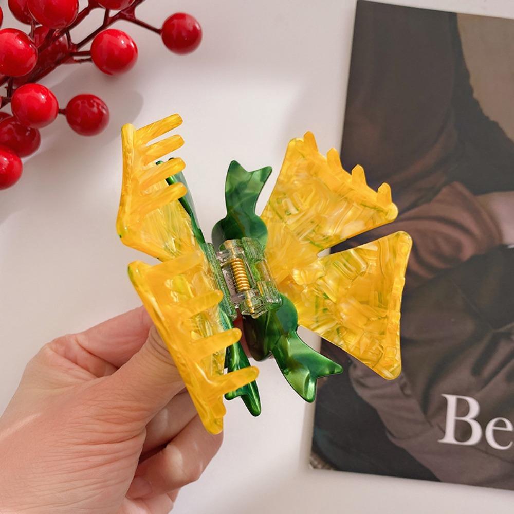 Bell Acetic Acid Hair Claw Bow Creative Shark Clip Fashion Christmas Shark Clip  Festival