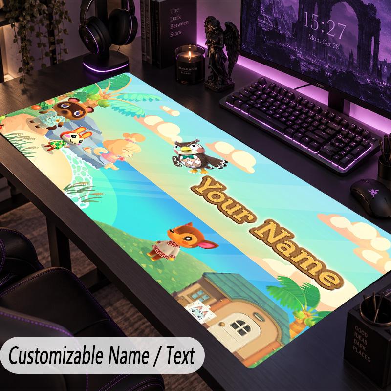 Custom Text Big Mousepad, Extended Desk Pad For Laptop Work GameAnimal Crossing