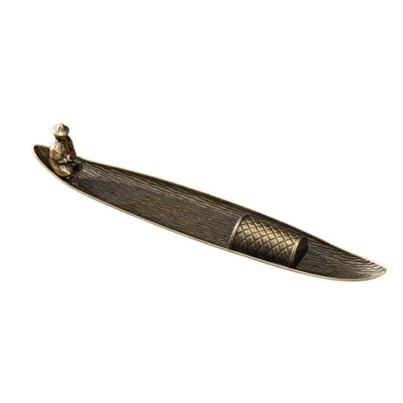 

Fisherman Incense Holder Vintage Metal Fragrance Stick Burner Fishing Boat Incense Tray for Meditation Relaxatio Home Decor