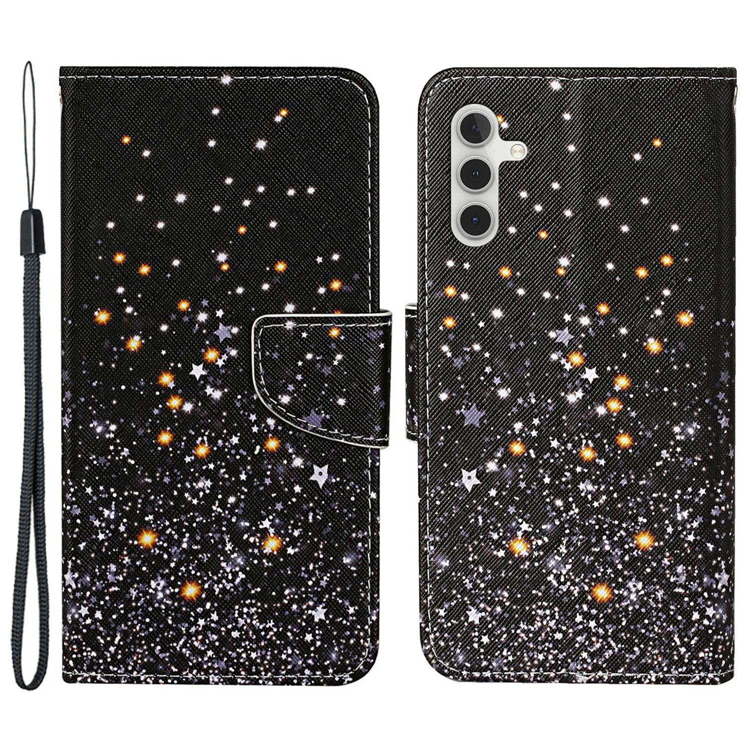 

For Samsung Galaxy S25/S24 Case PU Leather Pattern Printing Wallet Stand Phone Cover Shattered Stars