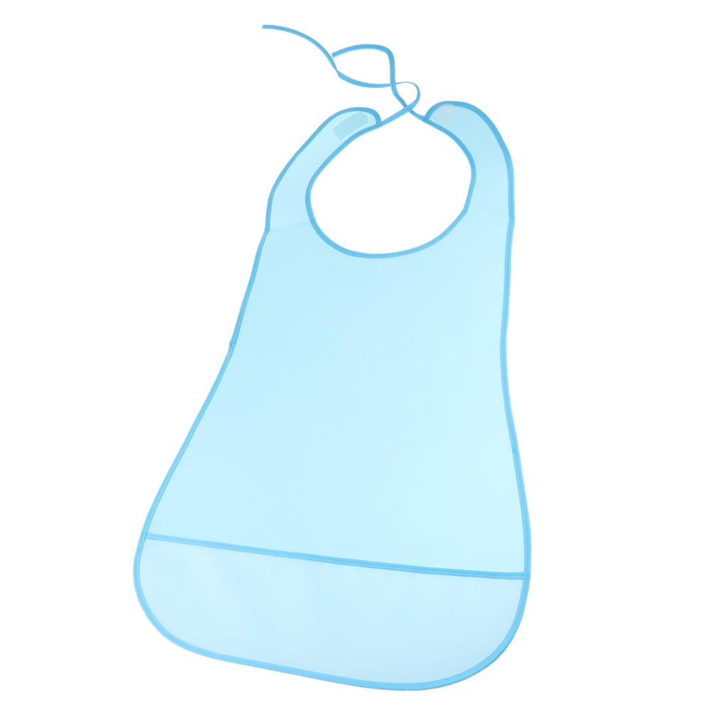 

Waterproof Clothing Protector Bib with Catch Pocket Dining Eating Bib Apron for Adult Elderly Patient Care светло-синий