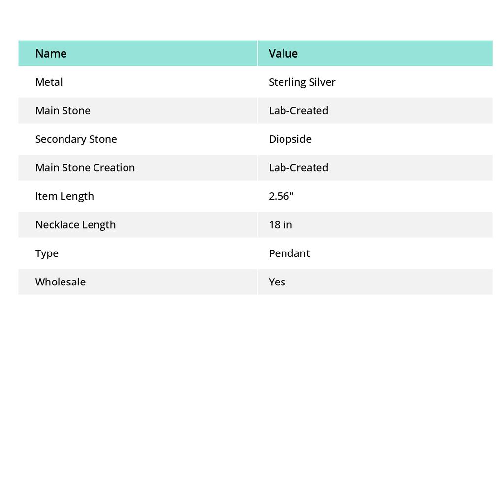 Rubin-Zositen, Diopsid, im Labor hergestellter Anhänger aus 925er Sterlingsilber, 6,5 cm, m1p58