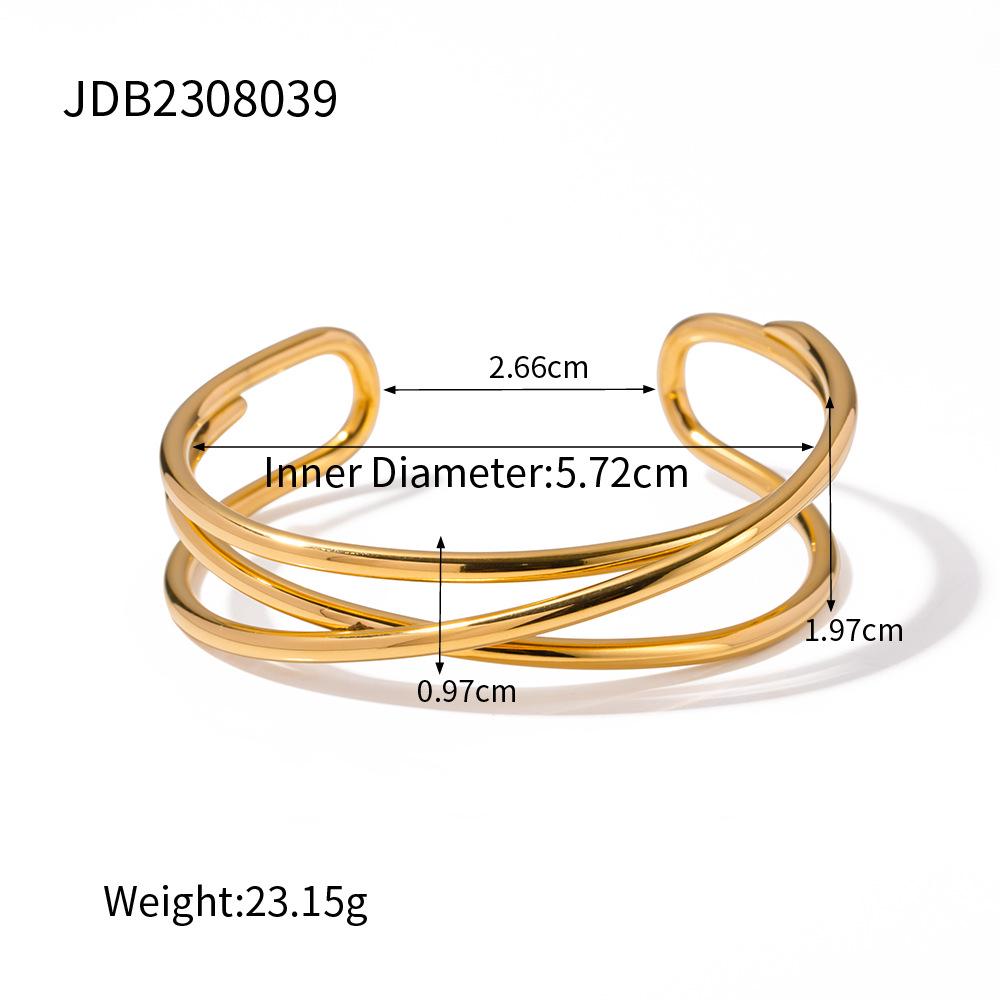 Inspired Design 18K Gold-Plated Titanium Steel Open Hand Bracelet for Women