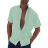 2024 Herrenhemden aus Baumwolle und Leinen, kurzärmelig, Stehkragen, lässig, Sommer, Zuhause, Alltag, US-Größe