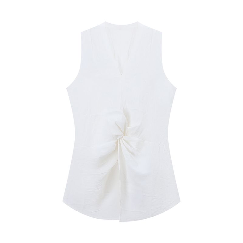 Kumikumi Casual White Suit Halterneck Vest Female Summer High Waist Drape Slim-Fit Wide-Leg Pants Two-piece Set