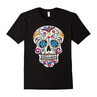 New Gothicstyle Sugar Skull Printed Cotton Tshirt for Men Casual Shortsleeved Top
