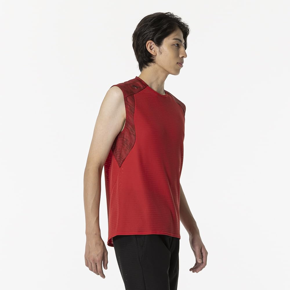 Mizuno Dry Aeroflow Cooler Training Tank Highly Breathable Salsa Size 32MAB003 Top, Shirt, Material, Sweat-Wicking, Quick-Drying, Unisex, Red, 2XL,