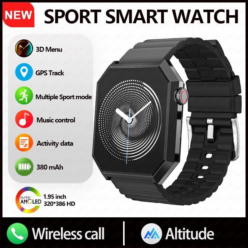 Multi-function NFC Smart Watch 1.95  Iarge HDTV screen 3D menu Sports Tracking Health Monitoring Al Smart Assistant  Smart Watch Black Silicone