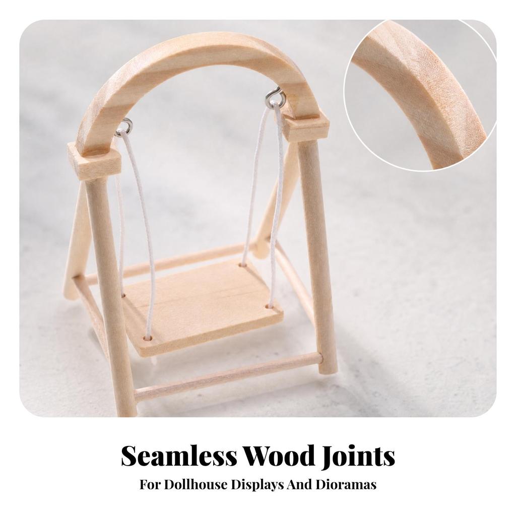 Freestanding Wooden Miniature Swing with A-Shaped Collectible Model