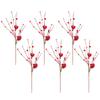 6PCS Red Heart Berry Stem Multifunctional Long Lasting Artificial Heart Berry Pick Decor for Wedding