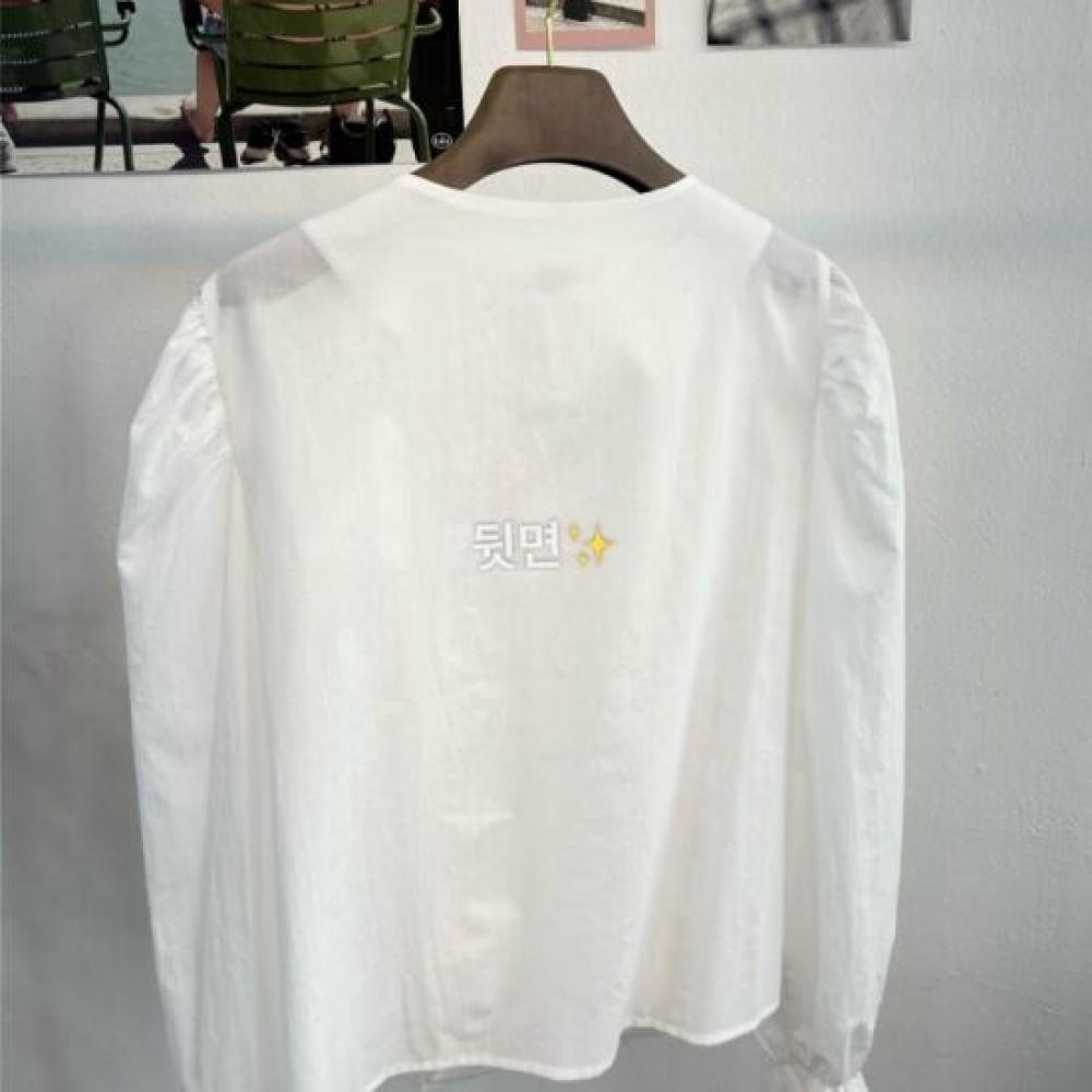 Dabimong Puff Sleeve Frill High Quality Cotton Blouse