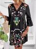 Women's Summer V-Neck Lace Patchwork Casual Printed Dress