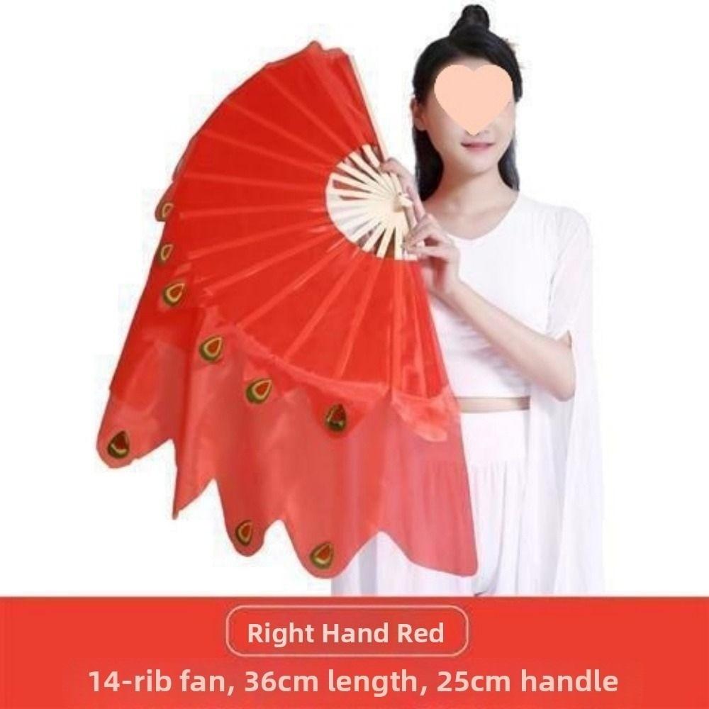 Dancer Practice Peacock Tail Fan 31/36cm Bamboo Yangko Dance Bamboo Fans  Kid Women