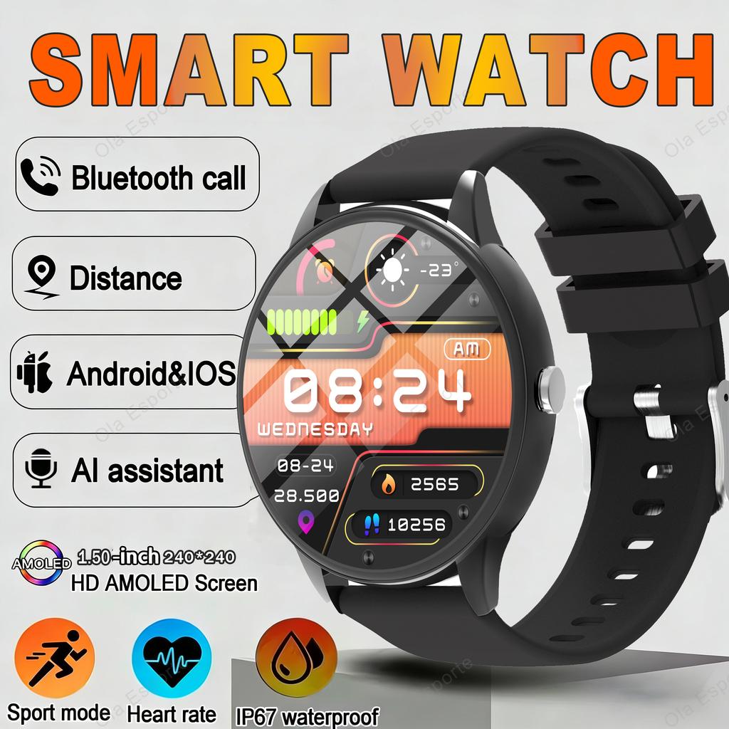 Smartwatch 1,50-Zoll HD-Bildschirm Bluetooth-Anruf Benachrichtigung IP68 Wasserdicht Multi-Sport-Modus Smartwatch Herren Damen