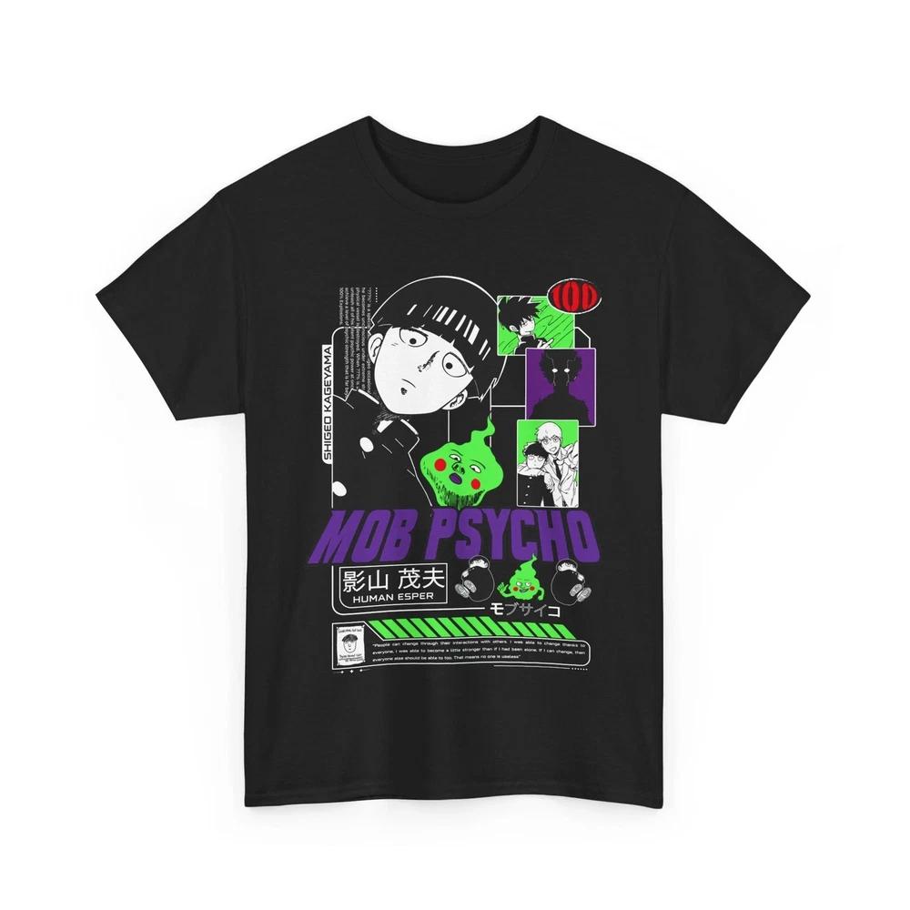 Anime Mob Psycho 100 Unisexga Strip Black T Shirt S