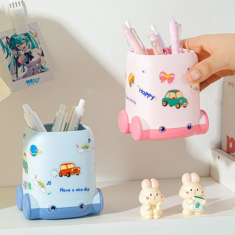 Cartoon Pencil Box Cute Car Shape Pen Container Creative Desktop Stationery Storage Rack  Student Pen Container Gifts