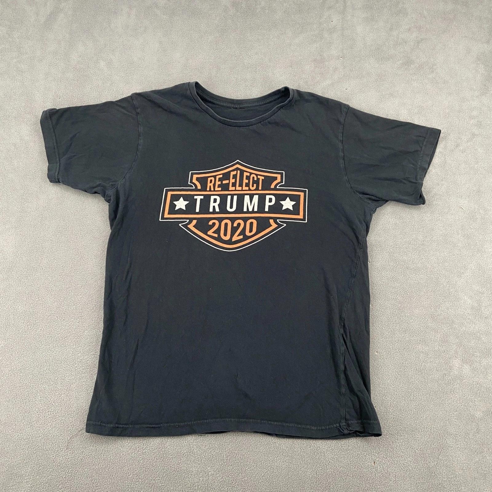Harley Davidson Re-Elect Donald Trump 2020 T Shirt Sz M Black Graphic Print L