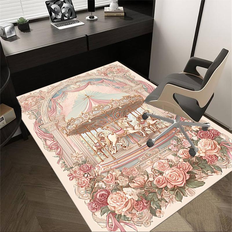 

1PC carousel roses Extra Large Non Slip Floor carpet, Office, family, bedroom Large Area Rug Indoor Rugs, Vibrant Colors 60cm by 90cm