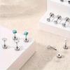 12 Pairs Stainless Steel Earrings Hypoallergenic 20G Medical Steel Cartilage Opal CZ Pearls Sleeping Earrings