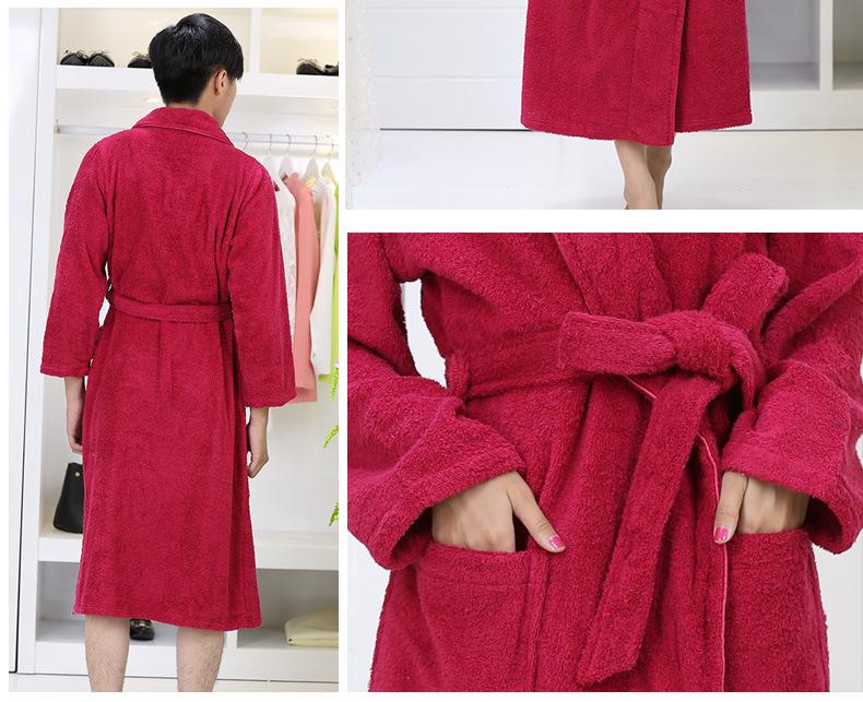 Unisex Pure Cotton Thick Bathrobe for Home, Hotel, and Salon Use