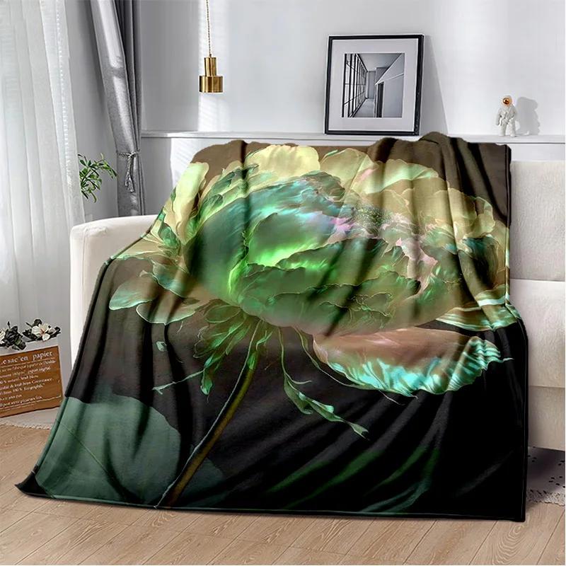 Nordic Love Rose Flowers Daisy Blanket,Soft Throw Blanket for Home Bedroom Bed Sofa Picnic Travel Office Rest Cover Blanket Kids