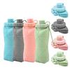 Botella Plegable de Silicona de 600ml para Adultos, Portátil, Reutilizable, Vasos de Plástico, para Viajes al Aire Libre, Gimnasio, Botella de Agua Motivacional para Beber