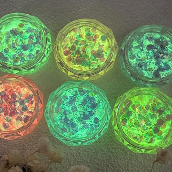 Yousheng 1 Box Luminous Nail Sequins Women Fluorescent Nail Glitter Flake Nails Art Decoration Manicure Accessories for Home Use